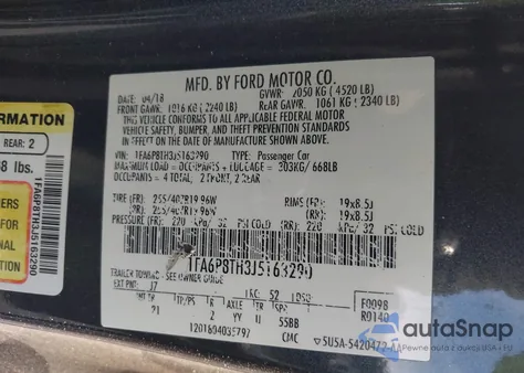 2018 Ford Mustang Ecoboost из США, поврежденный, VIN 1FA6P8TH3J5163290